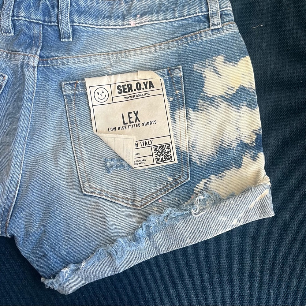 SER.O.YA Light Blue Distressed Jean Shorts Olympia - Retrofete - Size 31 - NWT
